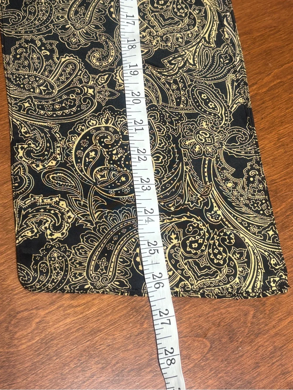 Vintage Black & Gold Paisley Skinny Scarf / Hair Ribbon